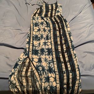 Blue and white backless sun dress